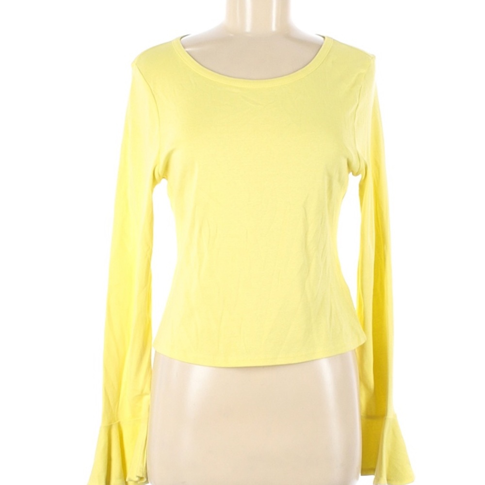 Maeve by Anthropologie Lemon Yellow Long-Sleeve Top, Size M